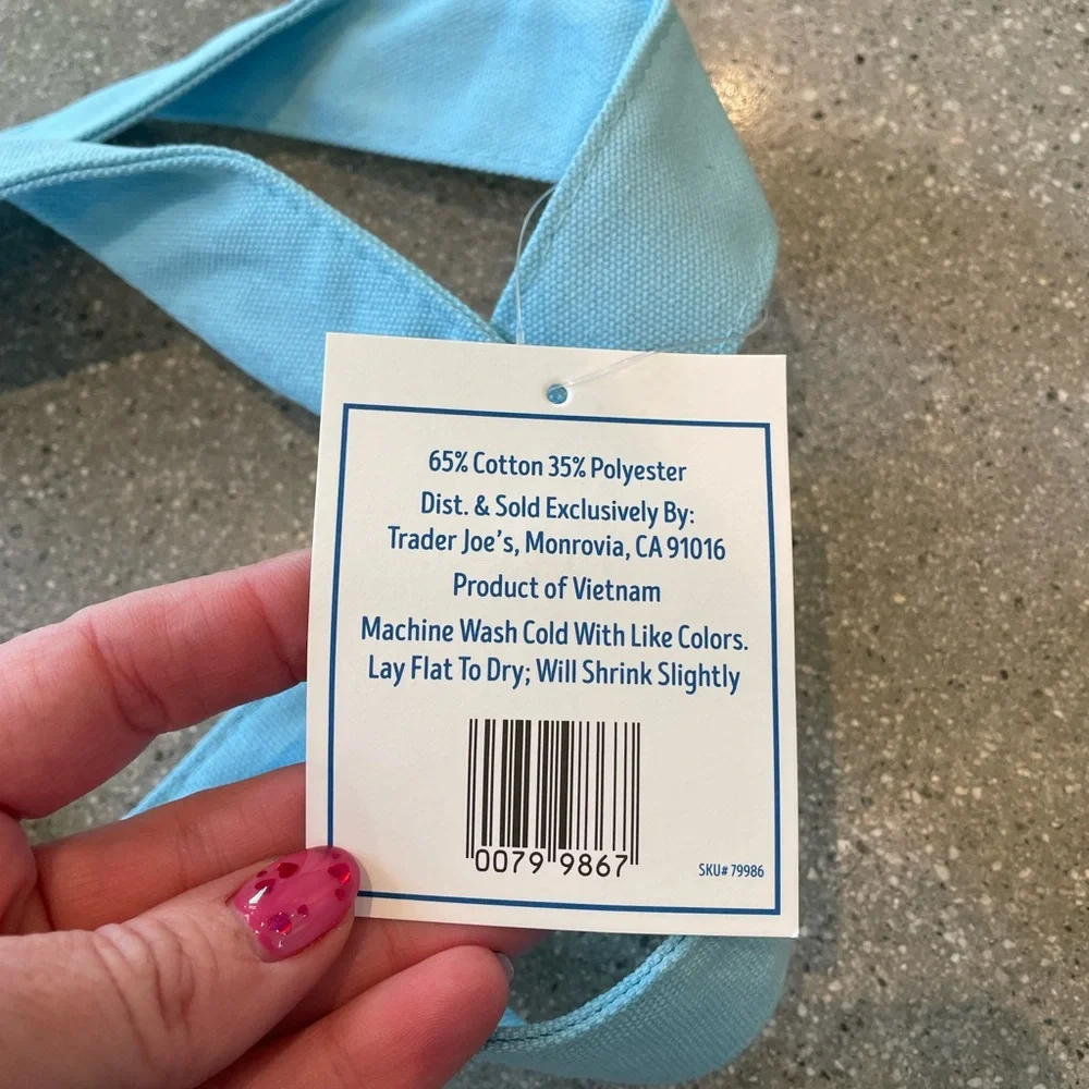 NWT | Trader Joe’s | Limited Edition Pastel Mini Tote Bag (BLUE) - Picture 2 of 2